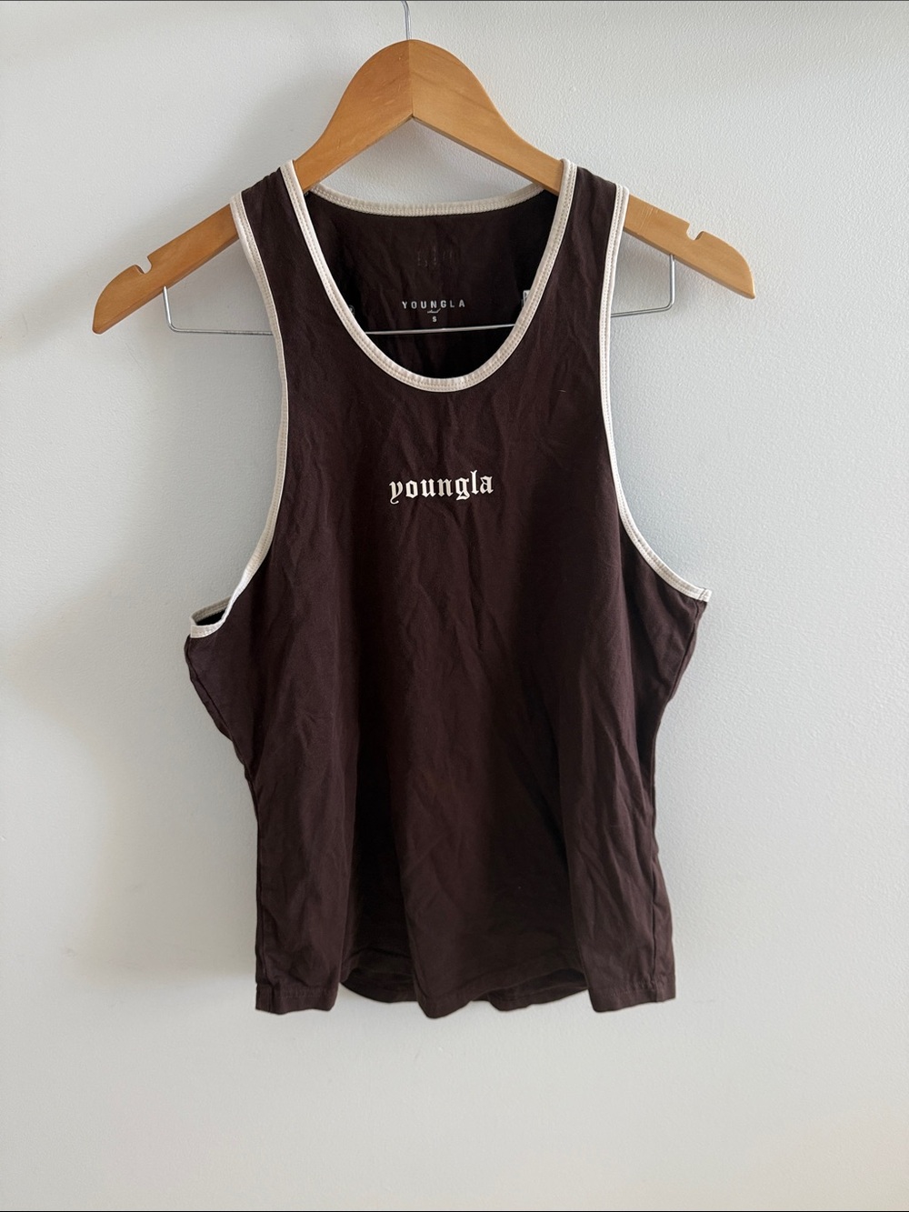 YoungLA Brown Tank with Cream Trim
